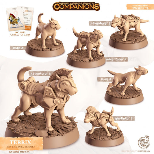 Bull Terrier Dog Companion | RPG Miniature for Dungeons and Dragons|Pathfinder|Tabletop Wargaming | Companion Miniature | Cast N Play