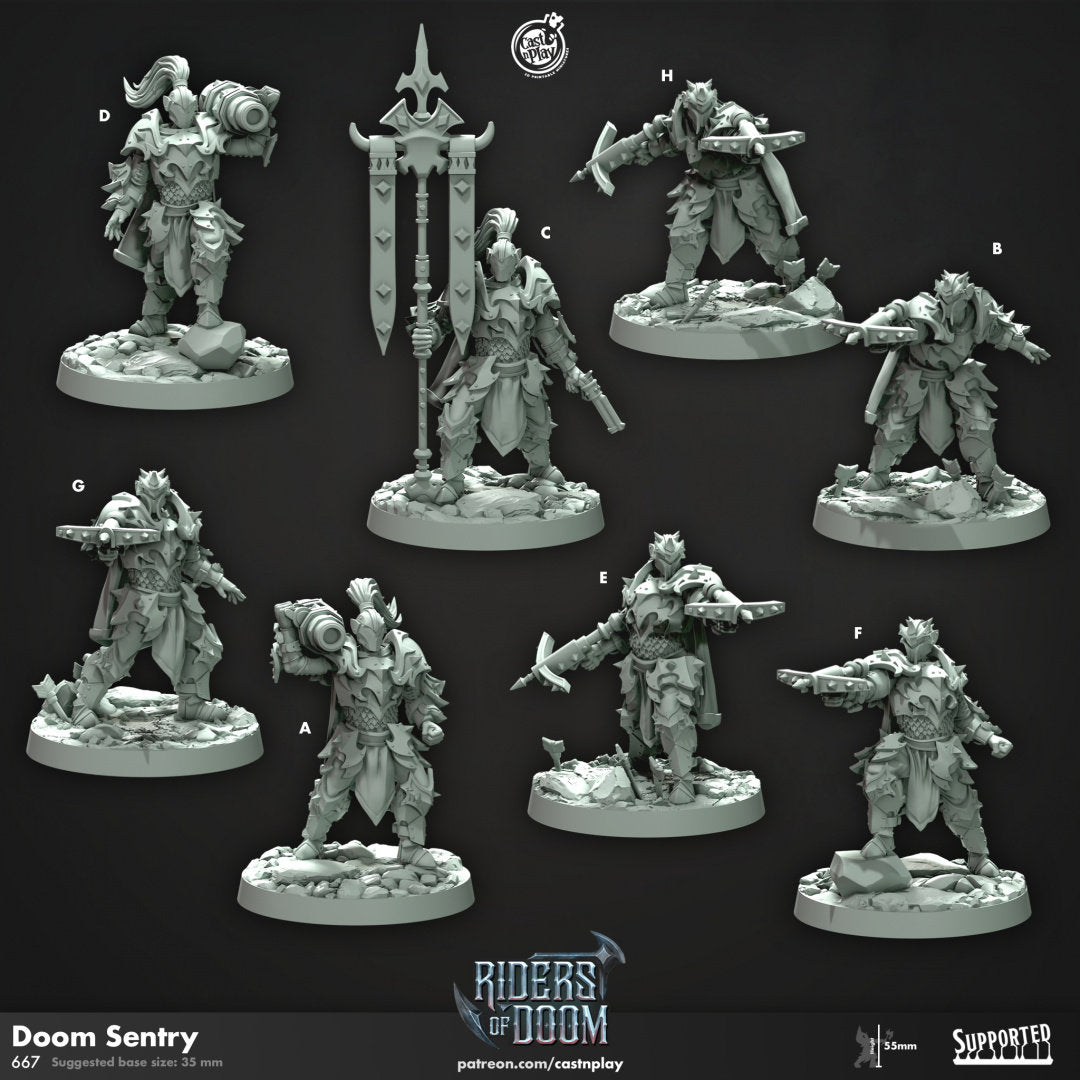 Doom Sentry | RPG Miniature for Dungeons and Dragons|Pathfinder|Tabletop Wargaming | Humanoid Miniature | Cast N Play