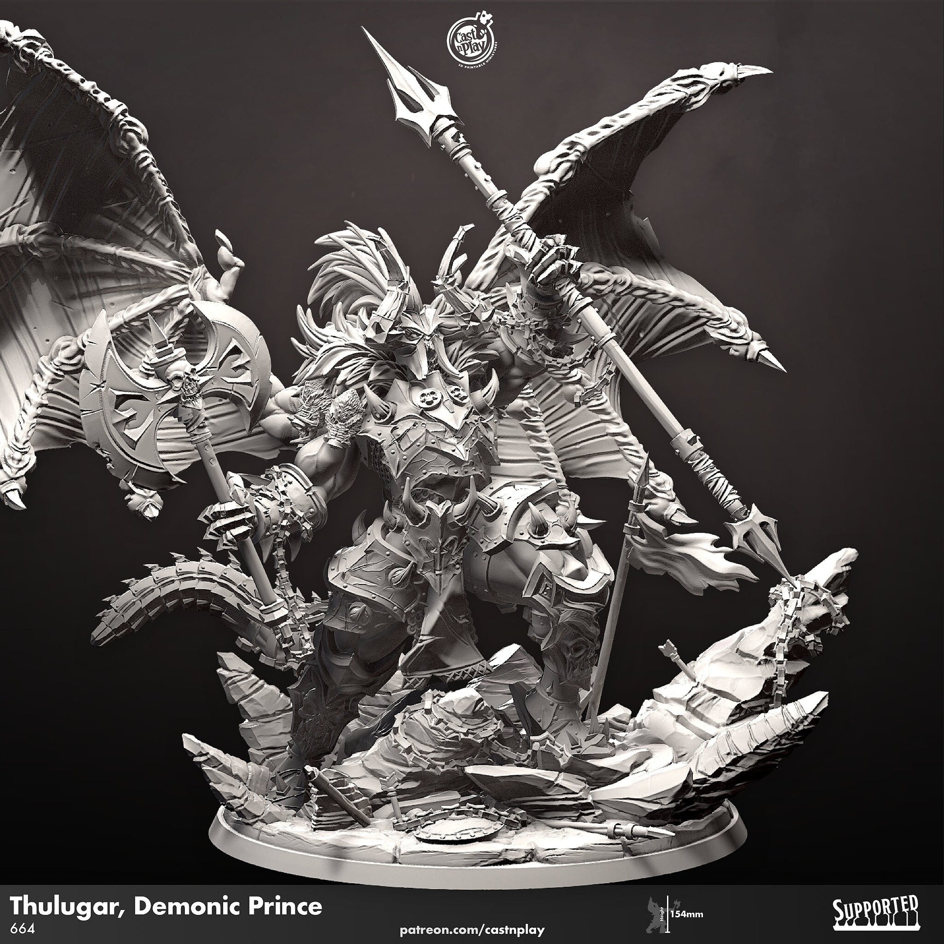Demon Prince Thulugar | RPG Miniature for Dungeons and Dragons|Pathfinder|Tabletop Wargaming | Demon Miniature | Cast N Play