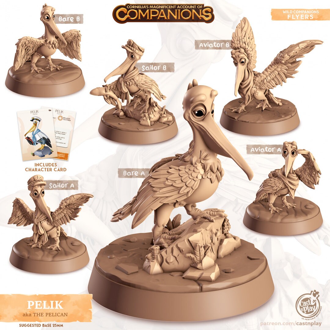 Pelican Companion | RPG Miniature for Dungeons and Dragons|Pathfinder|Tabletop Wargaming | Companion Miniature | Cast N Play