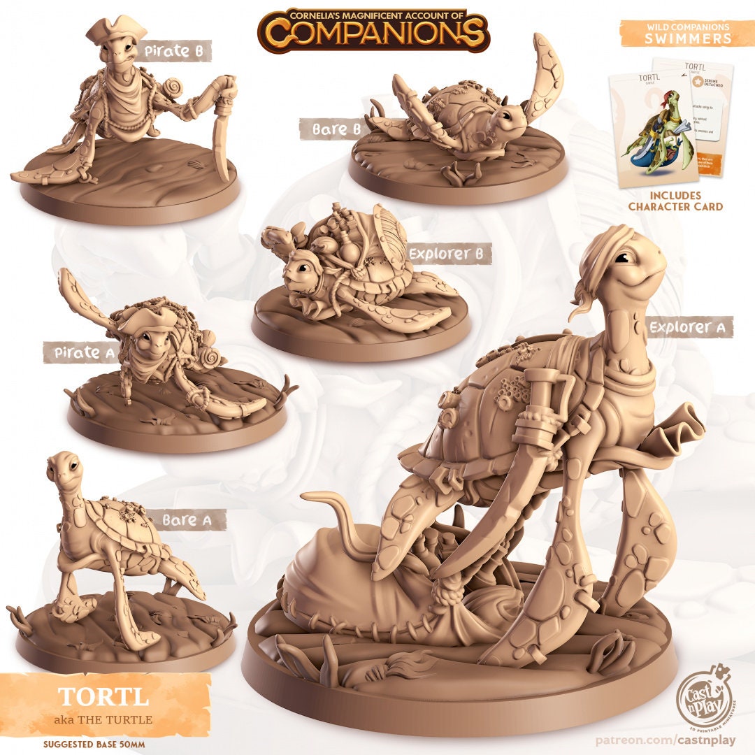 Turtle Companion | RPG Miniature for Dungeons and Dragons|Pathfinder|Tabletop Wargaming | Companion Miniature | Cast N Play