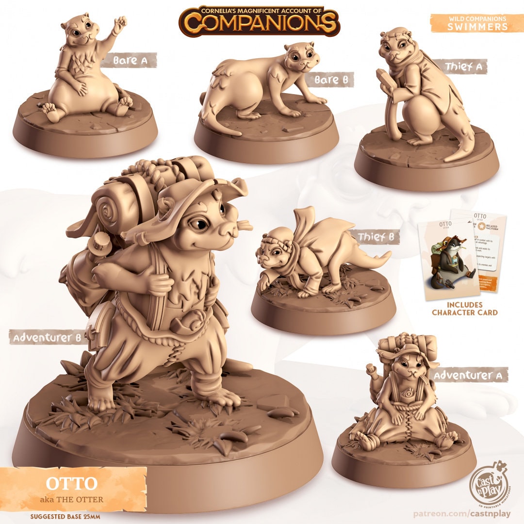 Otter Companion | RPG Miniature for Dungeons and Dragons|Pathfinder|Tabletop Wargaming | Companion Miniature | Cast N Play