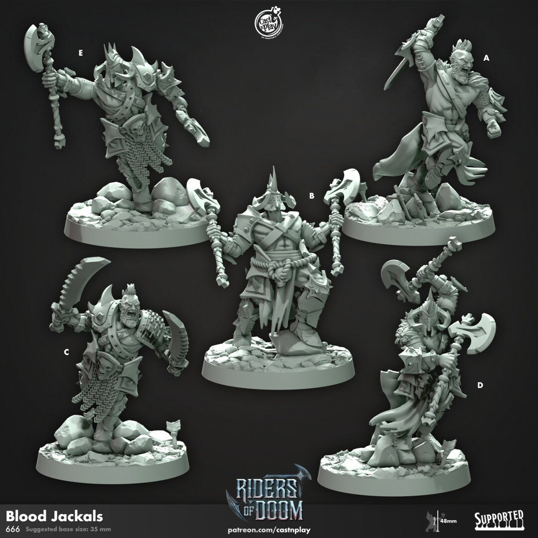 Blood Jackals | RPG Miniature for Dungeons and Dragons|Pathfinder|Tabletop Wargaming | Humanoid Miniature | Cast N Play