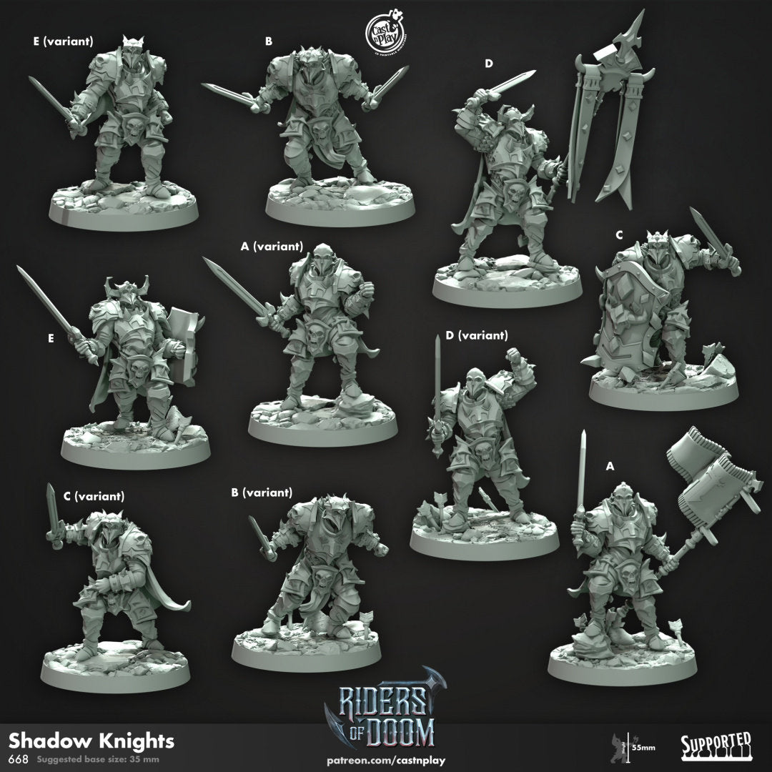 Shadow Knights | RPG Miniature for Dungeons and Dragons|Pathfinder|Tabletop Wargaming | Humanoid Miniature | Cast N Play