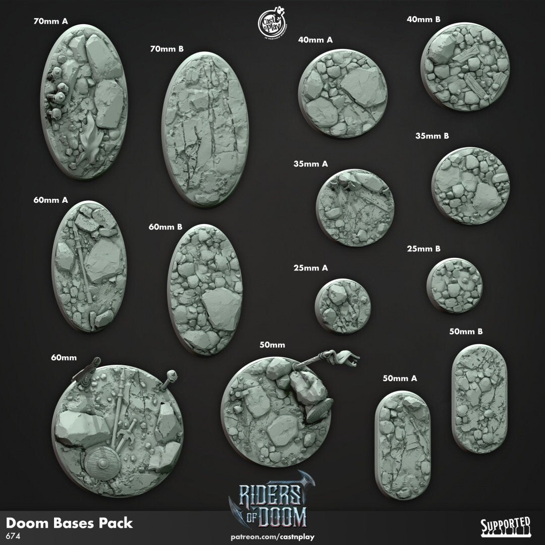 Doom bases | Custom Miniature Bases for Dungeons and Dragons|Pathfinder|Tabletop Wargaming | Cast N Play
