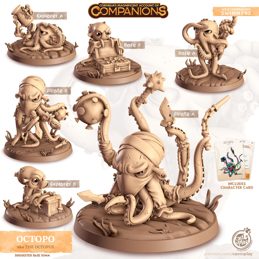 Octopus Companion | RPG Miniature for Dungeons and Dragons|Pathfinder|Tabletop Wargaming | Companion Miniature | Cast N Play
