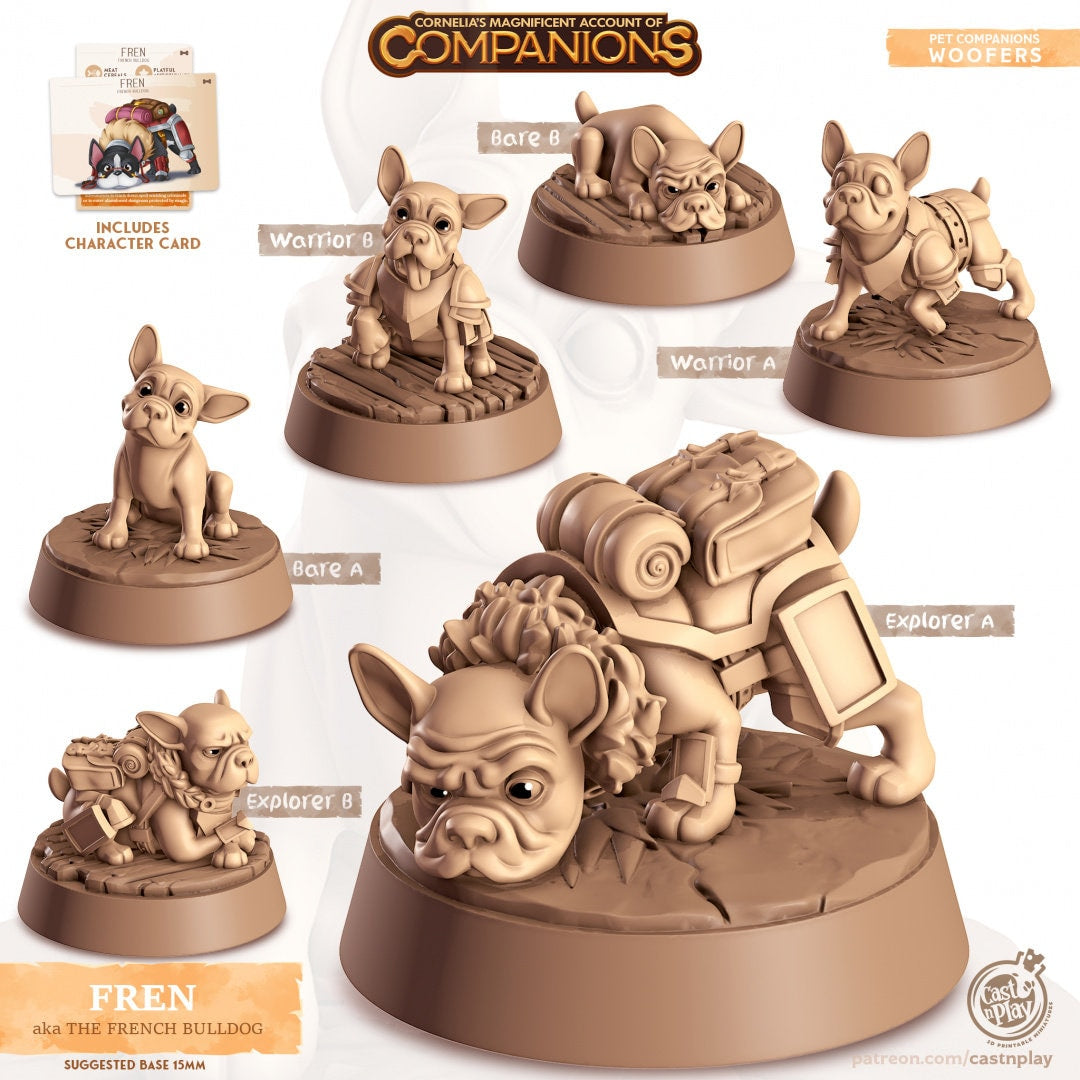 French Bulldog Companion | RPG Miniature for Dungeons and Dragons|Pathfinder|Tabletop Wargaming | Companion Miniature | Cast N Play