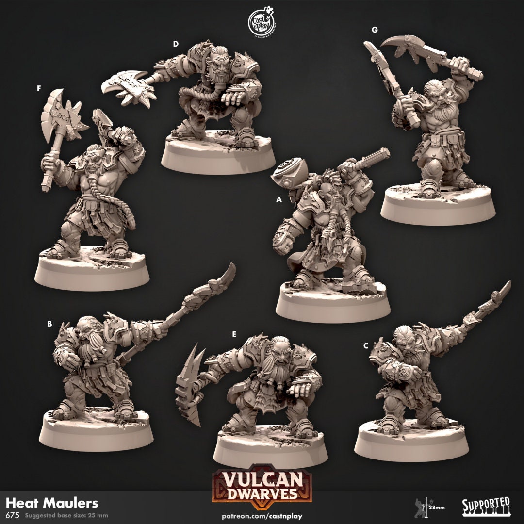 Heat Maulers | RPG Miniature for Dungeons and Dragons|Pathfinder|Tabletop Wargaming | Humanoid Miniature | Cast N Play