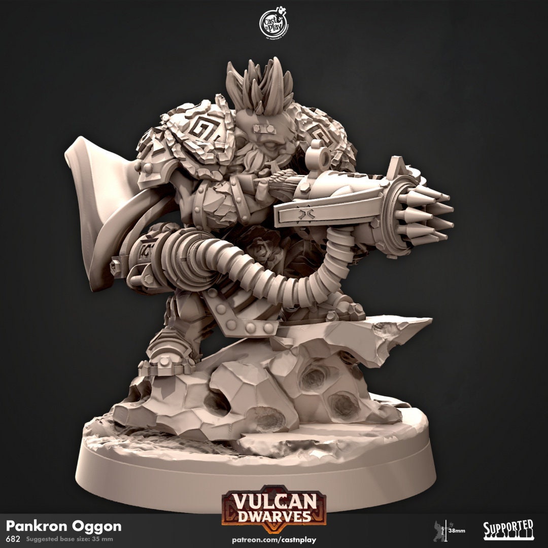 Pankron Oggon | RPG Miniature for Dungeons and Dragons|Pathfinder|Tabletop Wargaming | Dwarf Miniature | Cast N Play