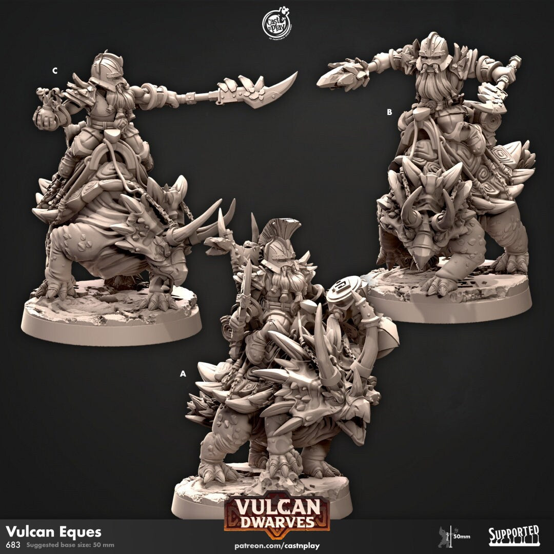 Vulcan Eques | RPG Miniature for Dungeons and Dragons|Pathfinder|Tabletop Wargaming | Dwarf Miniature | Cast N Play