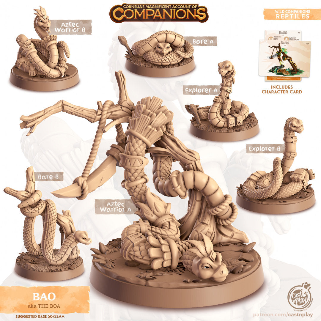 Boa Constrictor Companion | RPG Miniature for Dungeons and Dragons|Pathfinder|Tabletop Wargaming | Companion Miniature | Cast N Play