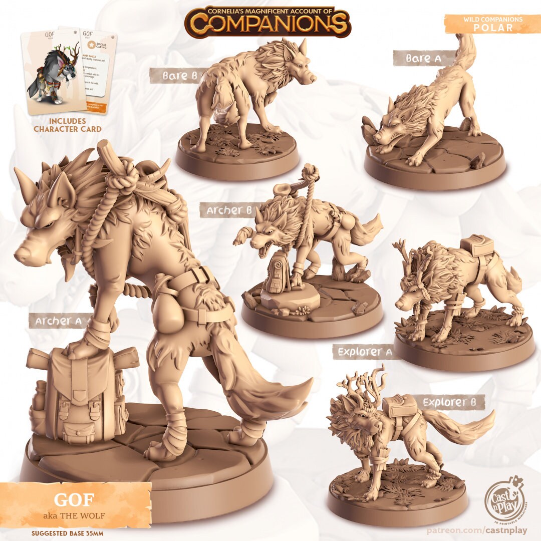 Wolf Companion | RPG Miniature for Dungeons and Dragons|Pathfinder|Tabletop Wargaming | Companion Miniature | Cast N Play