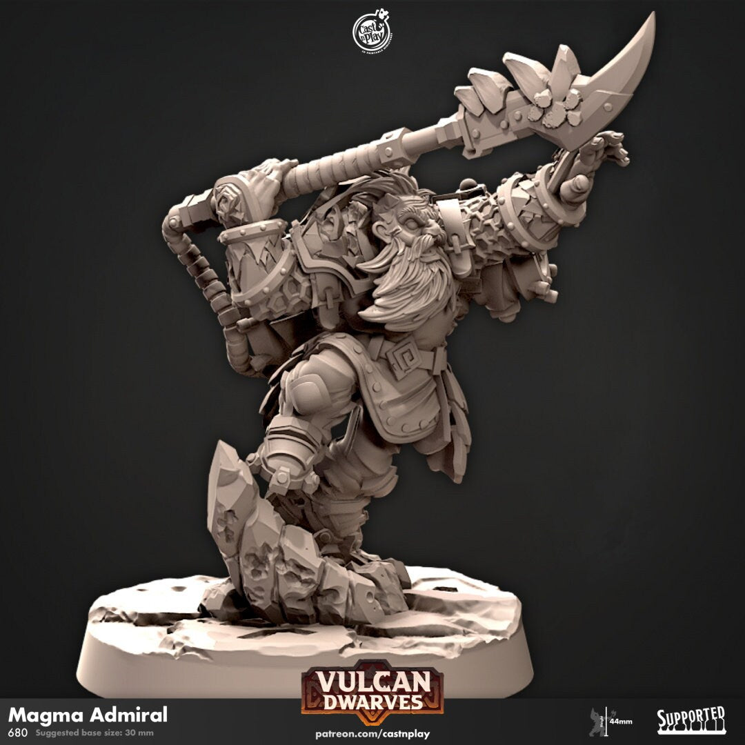 Magma Admiral | RPG Miniature for Dungeons and Dragons|Pathfinder|Tabletop Wargaming | Dwarf Miniature | Cast N Play