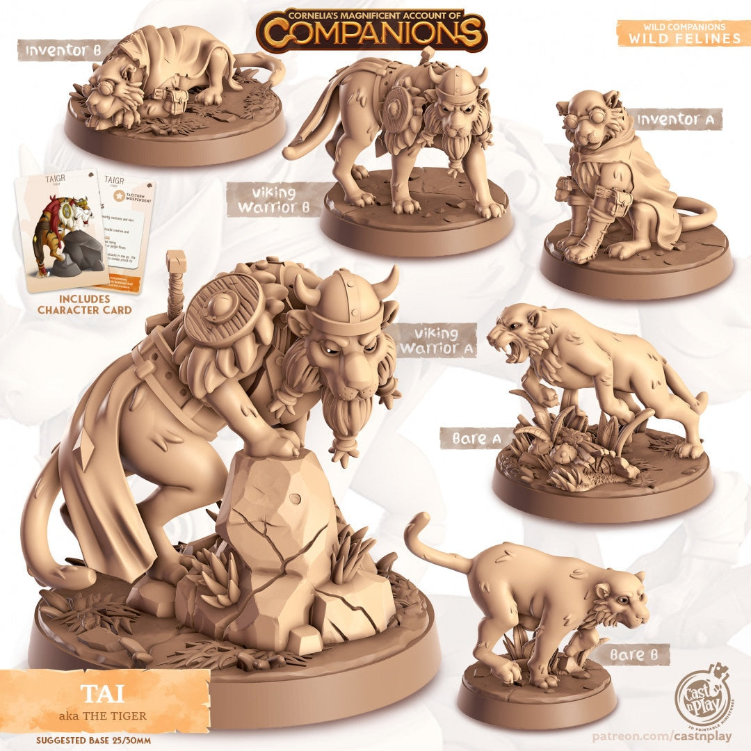 Tiger Companion | RPG Miniature for Dungeons and Dragons|Pathfinder|Tabletop Wargaming | Companion Miniature | Cast N Play