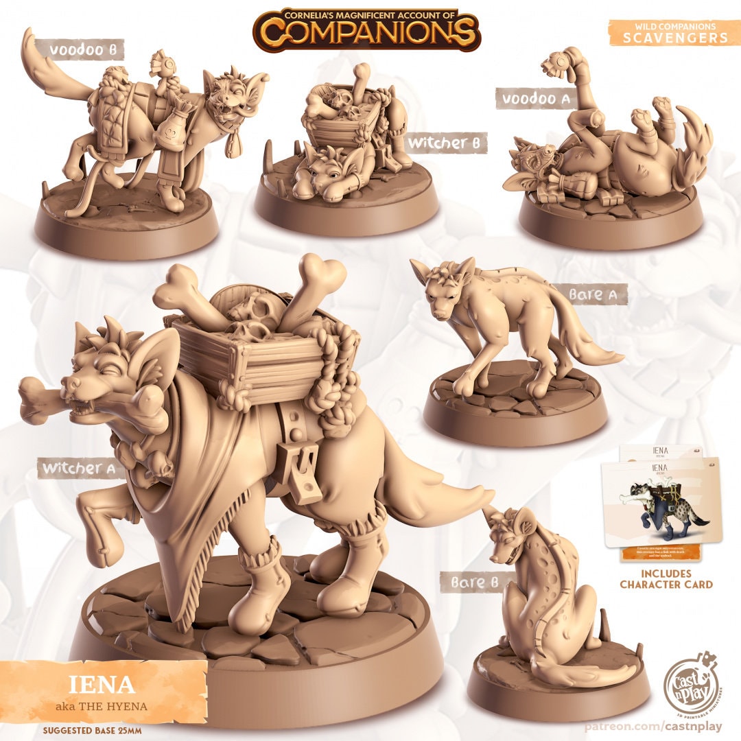 Hyena Companion | RPG Miniature for Dungeons and Dragons|Pathfinder|Tabletop Wargaming | Companion Miniature | Cast N Play