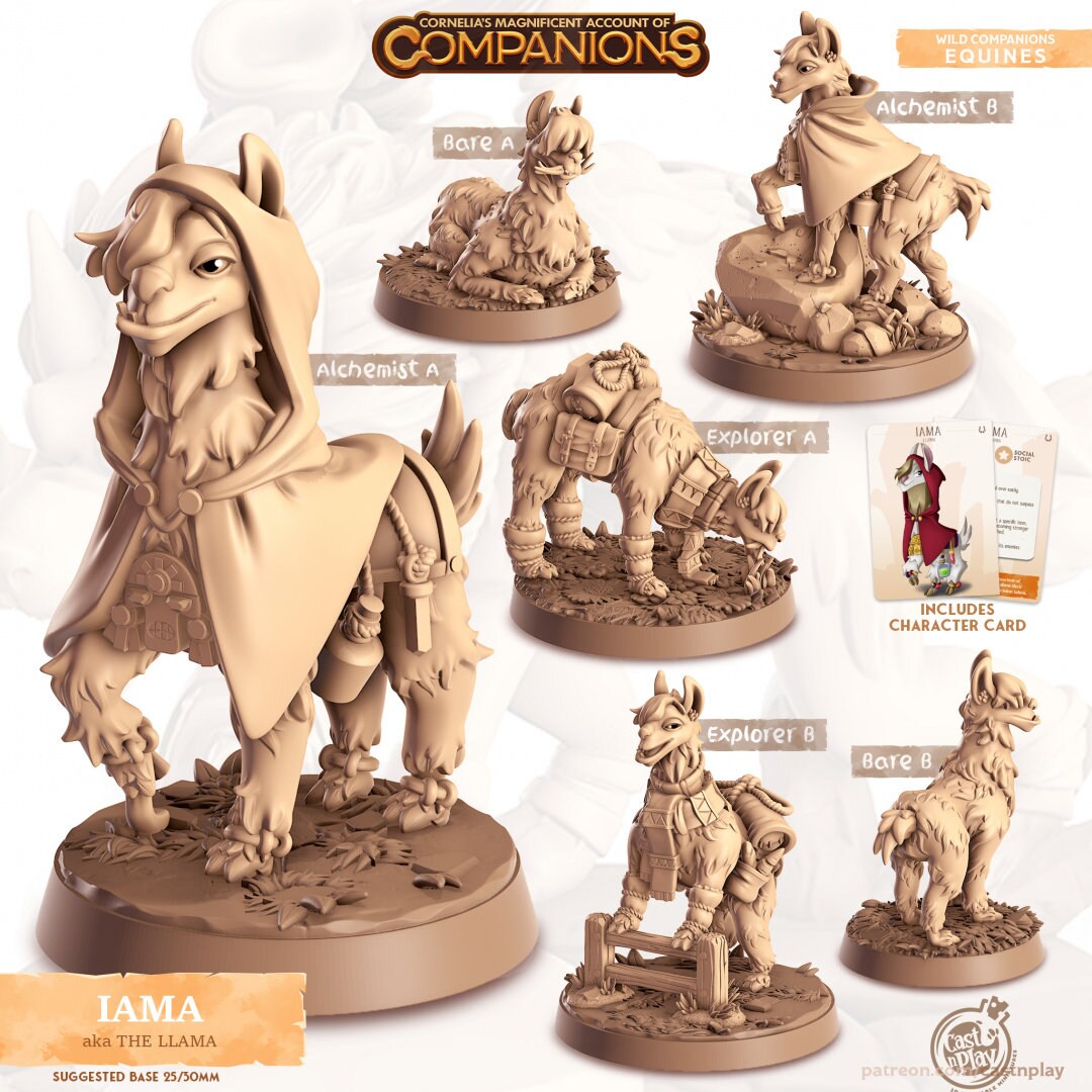 Llama Companion | RPG Miniature for Dungeons and Dragons|Pathfinder|Tabletop Wargaming | Companion Miniature | Cast N Play