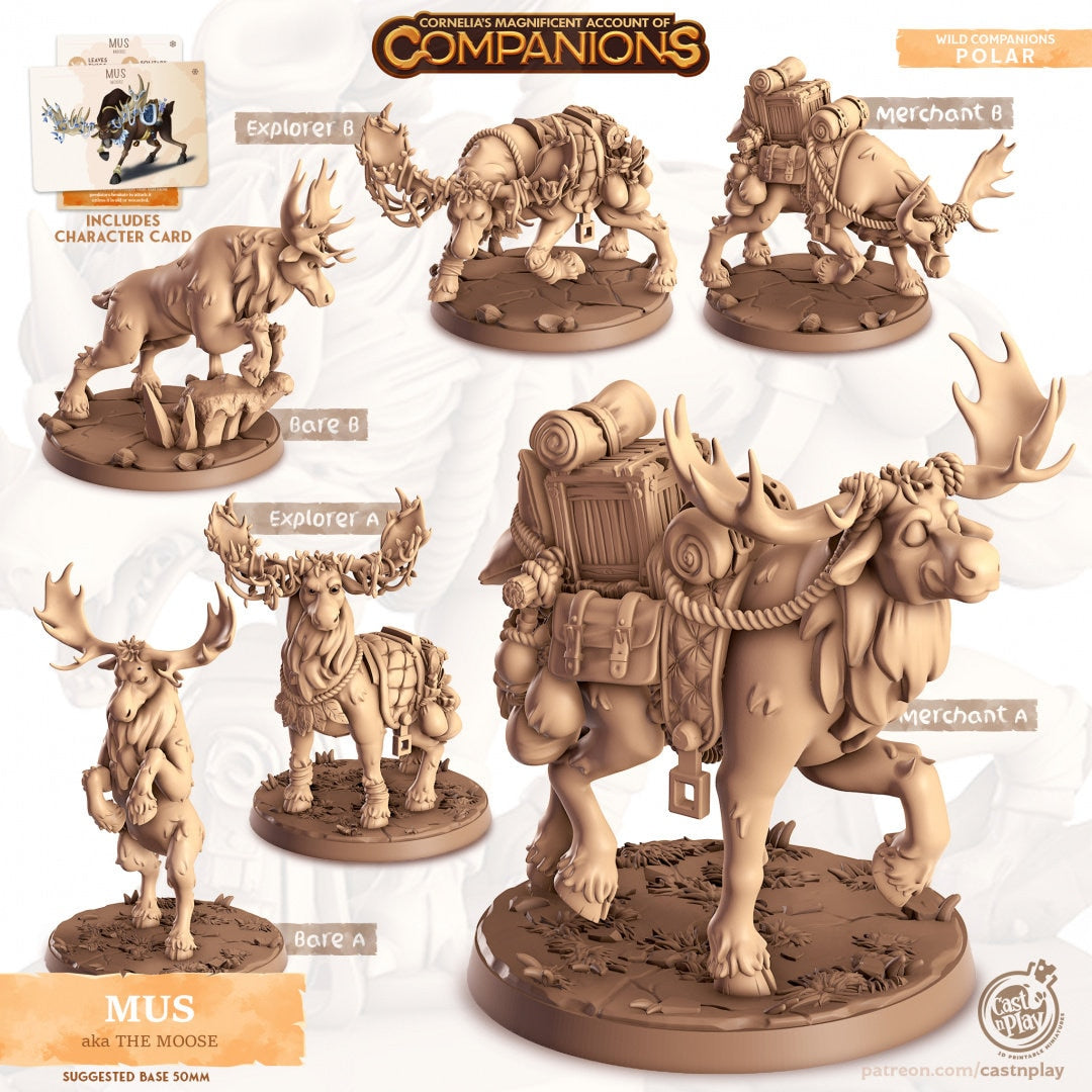 Moose Companion | RPG Miniature for Dungeons and Dragons|Pathfinder|Tabletop Wargaming | Companion Miniature | Cast N Play