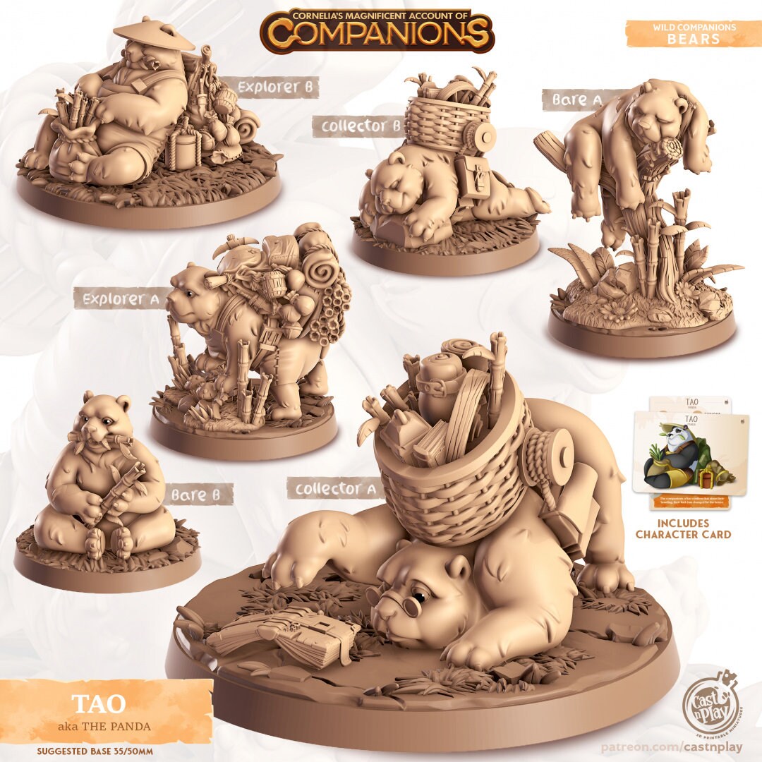 Panda Companion | RPG Miniature for Dungeons and Dragons|Pathfinder|Tabletop Wargaming | Companion Miniature | Cast N Play