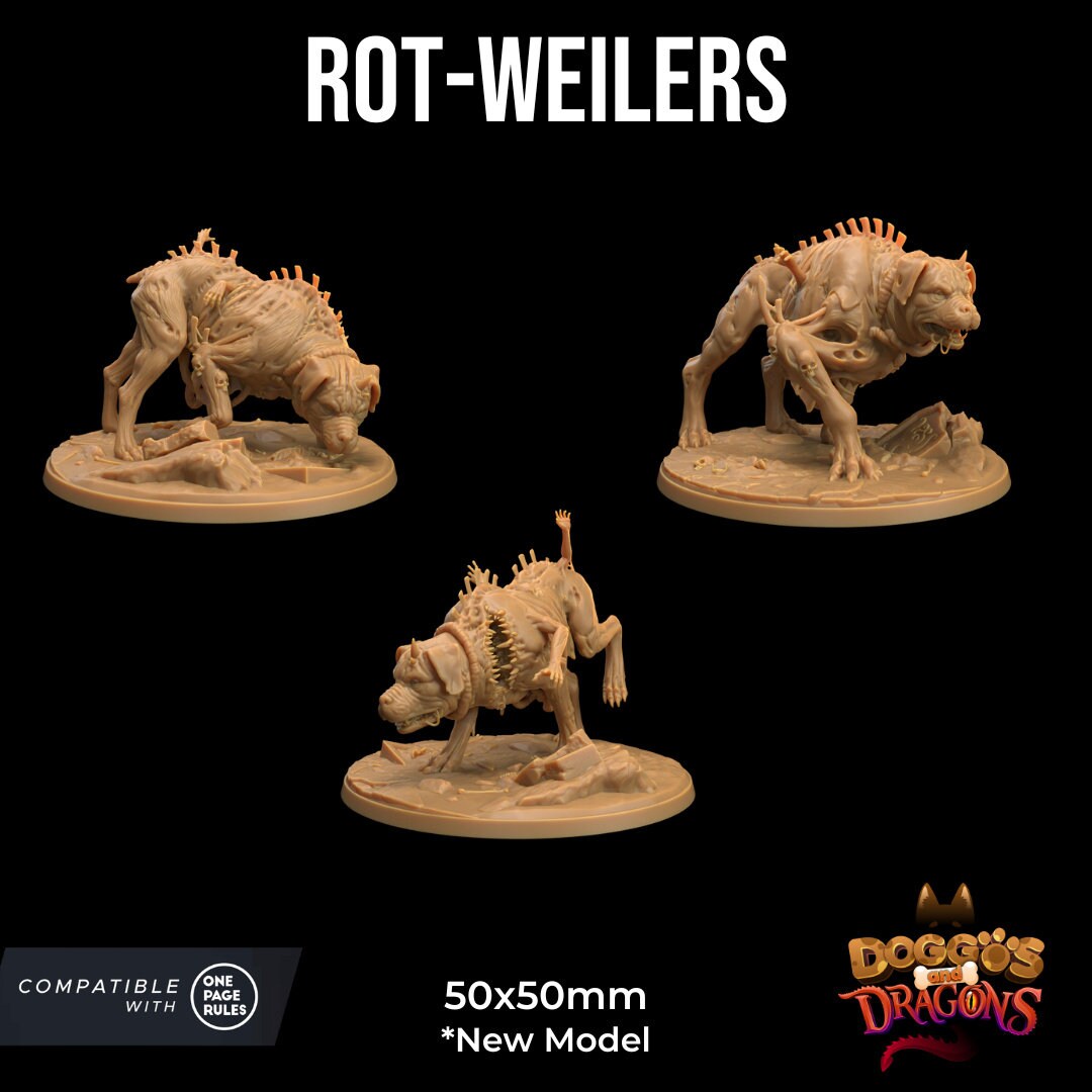 Rot-Weilers | RPG Miniature for Dungeons and Dragons|Pathfinder|Tabletop Wargaming | Undead Miniature | Dragon Trappers Lodge