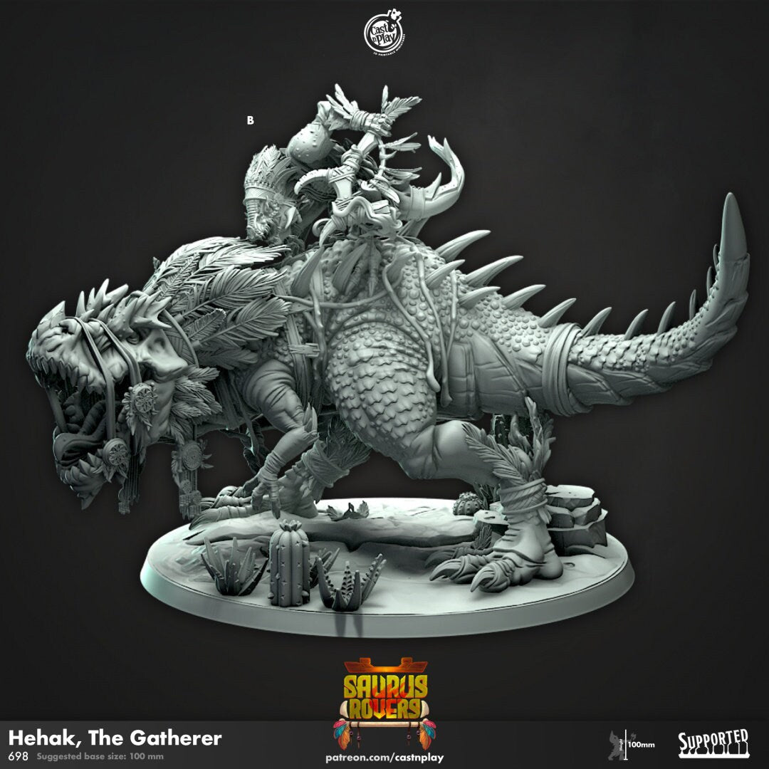 Dinosaur Warchief | RPG Miniature for Dungeons and Dragons|Pathfinder|Tabletop Wargaming | Dinosaur Miniature | Cast N Play
