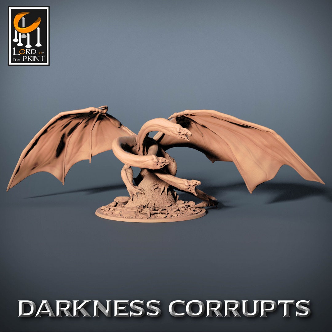 Darknight Hydra | RPG Miniature for Dungeons and Dragons|Pathfinder|Tabletop Wargaming | Dragon Miniature | Lord of the Print