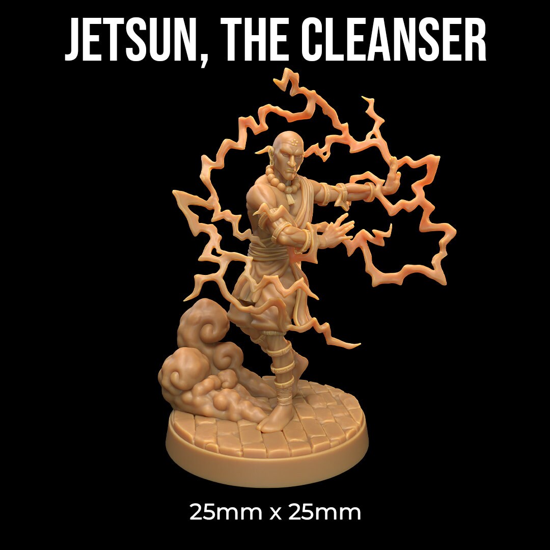 Jetsun, the Cleanser | RPG Miniature for Dungeons and Dragons|Pathfinder|Tabletop Wargaming | Humanoid Miniature | Dragon Trappers Lodge