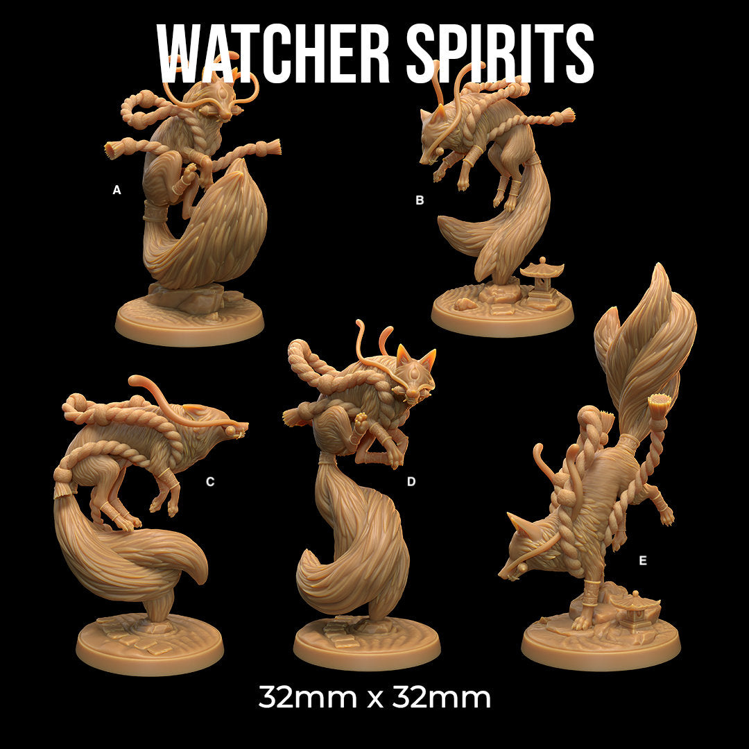 Watcher Spirits | RPG Miniature for Dungeons and Dragons|Pathfinder|Tabletop Wargaming | Kitsune Miniature | Dragon Trappers Lodge