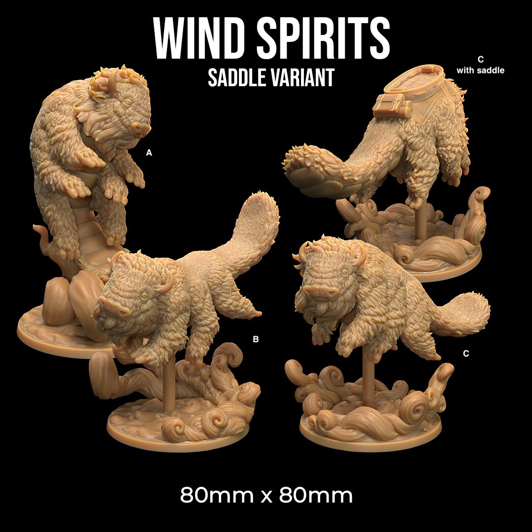 Wind Spirits | RPG Miniature for Dungeons and Dragons|Pathfinder|Tabletop Wargaming | Kitsune Miniature | Dragon Trappers Lodge