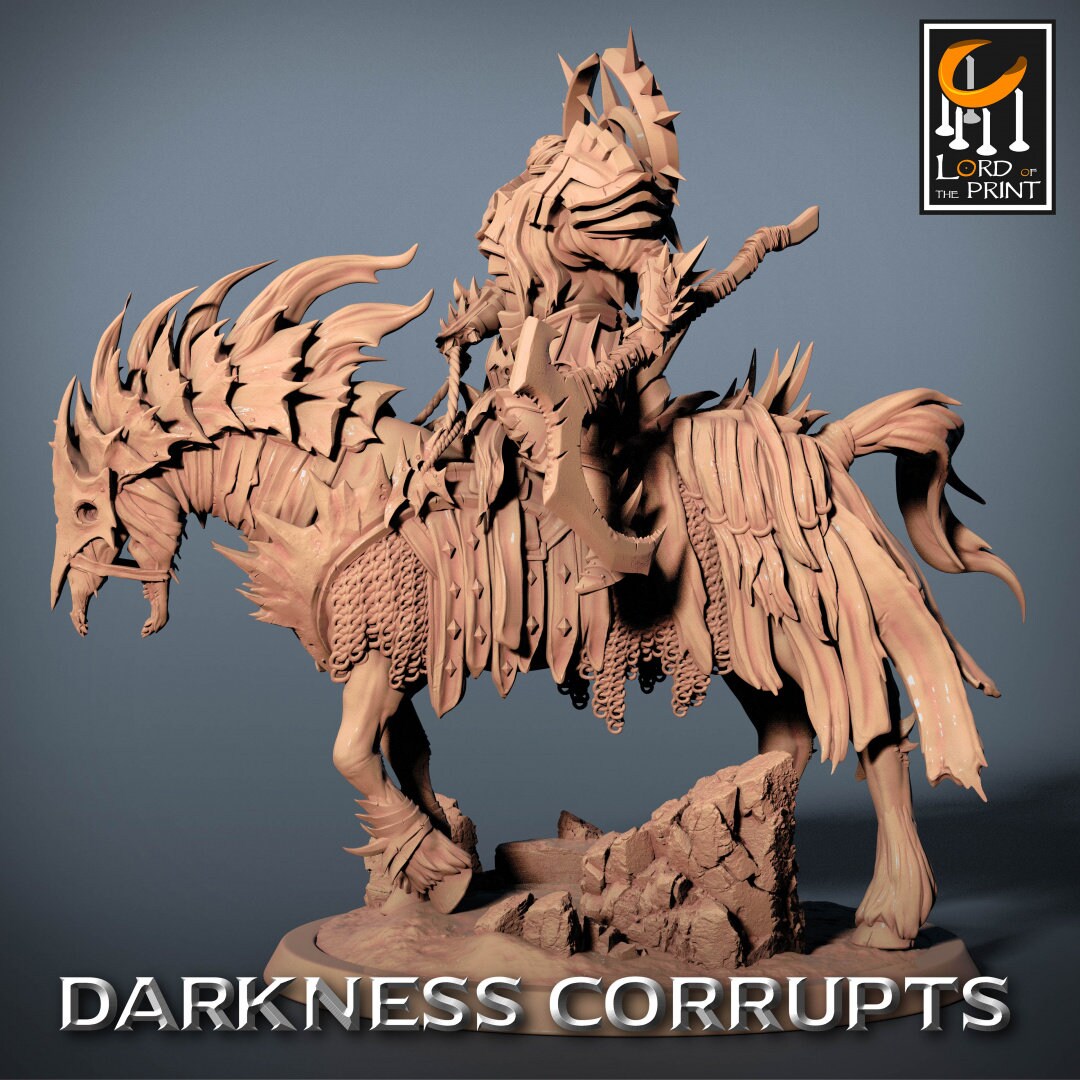 Darknight DeathHorse | RPG Miniature for Dungeons and Dragons|Pathfinder|Tabletop Wargaming | Humanoid Miniature | Lord of the Print