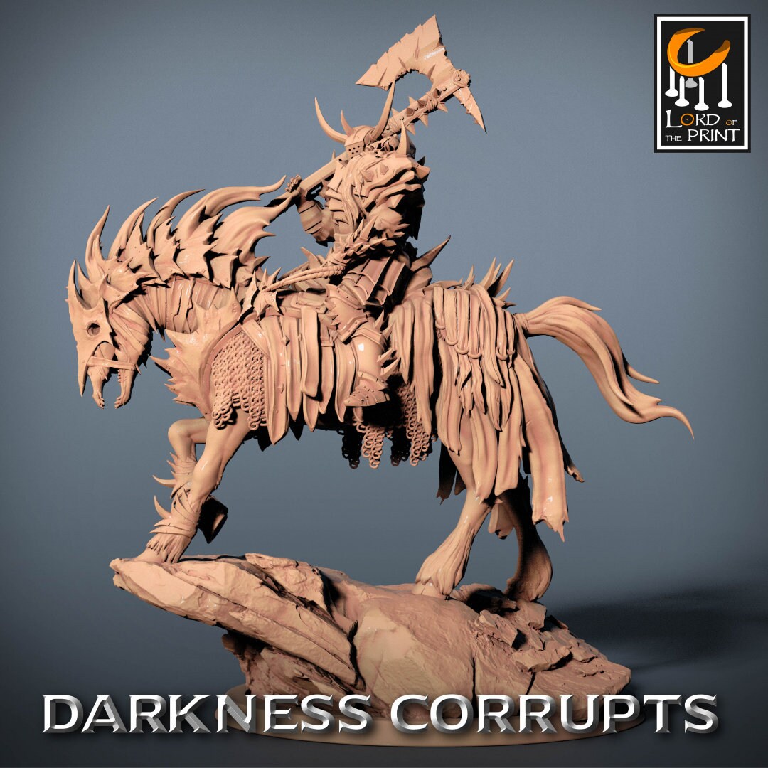 Darknight DeathHorse | RPG Miniature for Dungeons and Dragons|Pathfinder|Tabletop Wargaming | Humanoid Miniature | Lord of the Print