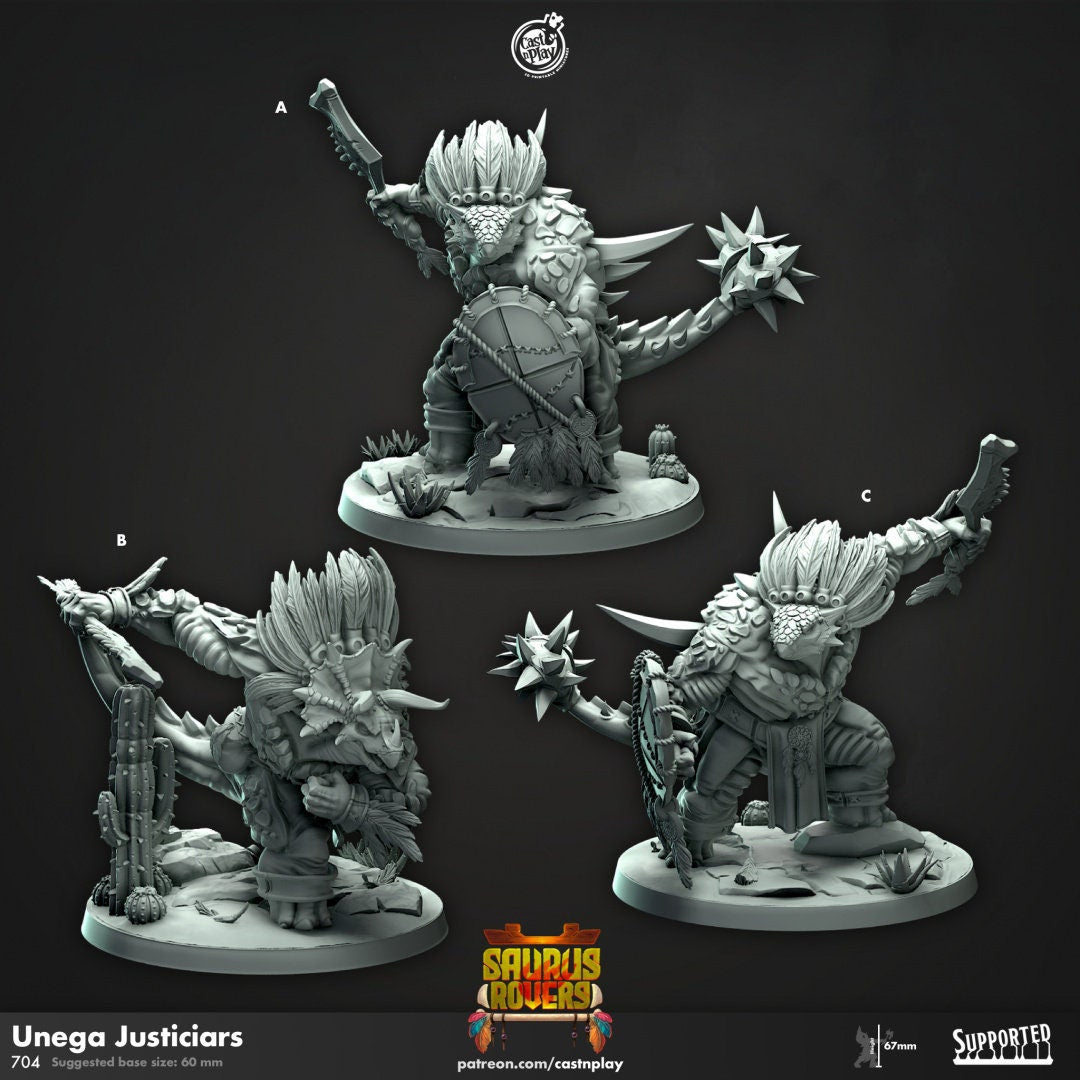 Unega Justicars | RPG Miniature for Dungeons and Dragons|Pathfinder|Tabletop Wargaming | Dinosaur Miniature | Cast N Play