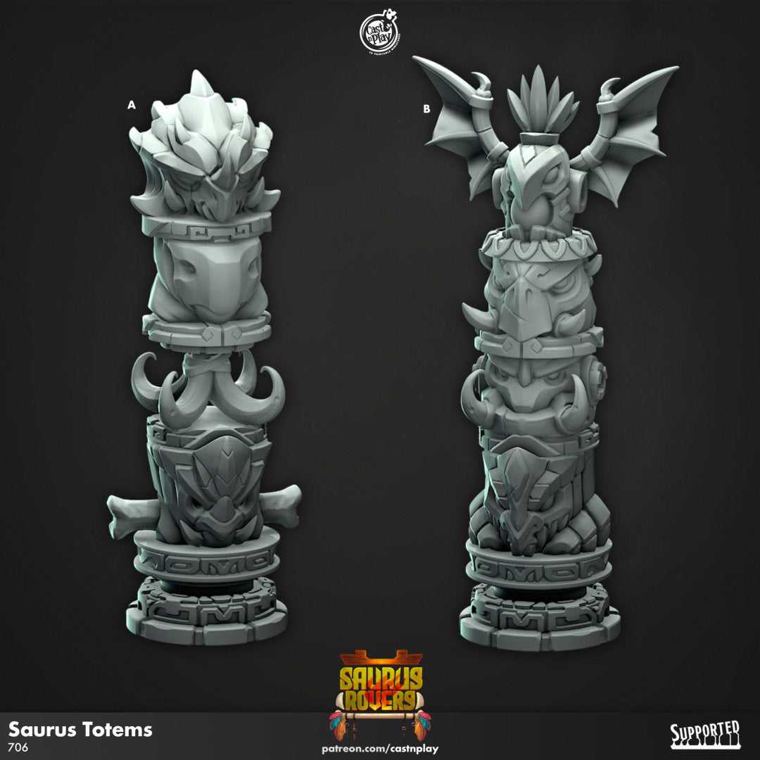Saurus Totems | RPG Miniature for Dungeons and Dragons|Pathfinder|Tabletop Wargaming | Scatter Terrain | Cast N Play