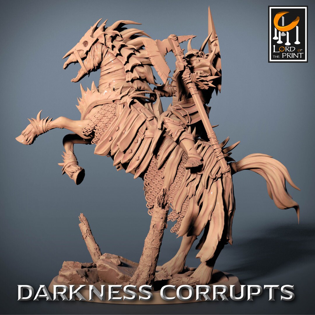 Darknight DeathHorse | RPG Miniature for Dungeons and Dragons|Pathfinder|Tabletop Wargaming | Humanoid Miniature | Lord of the Print