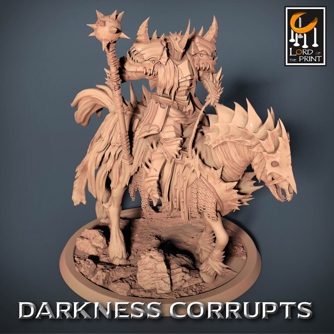 Darknight DeathHorse | RPG Miniature for Dungeons and Dragons|Pathfinder|Tabletop Wargaming | Humanoid Miniature | Lord of the Print