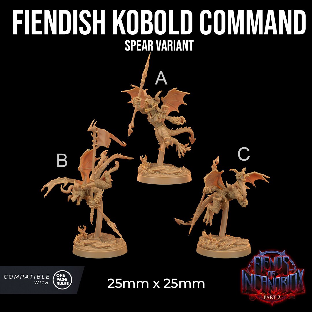 Fiendish Kobold Command | RPG Miniature for Dungeons and Dragons|Pathfinder|Tabletop Wargaming | Demon Miniature | Dragon Trappers Lodge