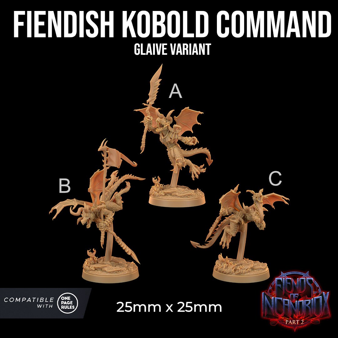 Fiendish Kobold Command | RPG Miniature for Dungeons and Dragons|Pathfinder|Tabletop Wargaming | Demon Miniature | Dragon Trappers Lodge