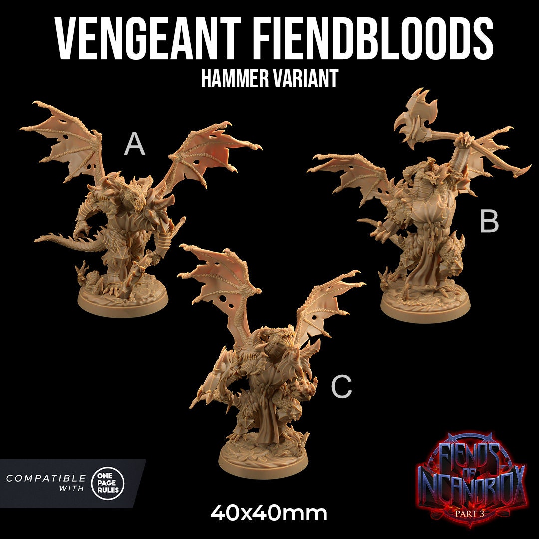 Vengeant Fiendbloods | RPG Miniature for Dungeons and Dragons|Pathfinder|Tabletop Wargaming | Demon Miniature | Dragon Trappers Lodge