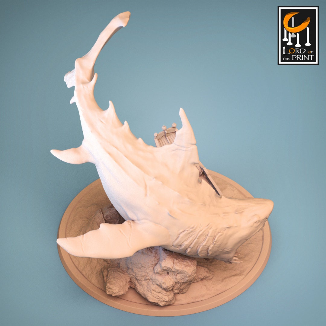 Megalodon | RPG Miniature for Dungeons and Dragons|Pathfinder|Tabletop Wargaming | Monster Miniature | Lord of the Print