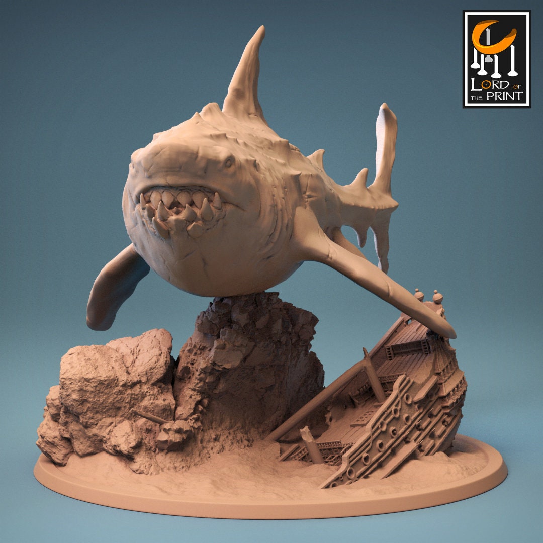 Megalodon | RPG Miniature for Dungeons and Dragons|Pathfinder|Tabletop Wargaming | Monster Miniature | Lord of the Print