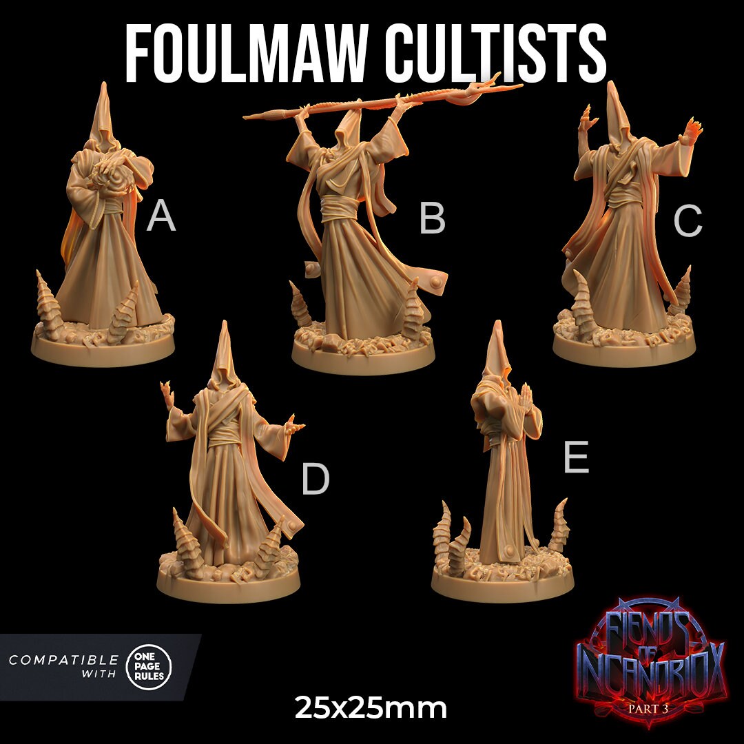 Foulmaw Cultists | RPG Miniature for Dungeons and Dragons|Pathfinder|Tabletop Wargaming | Humanoid Miniature | Dragon Trappers Lodge