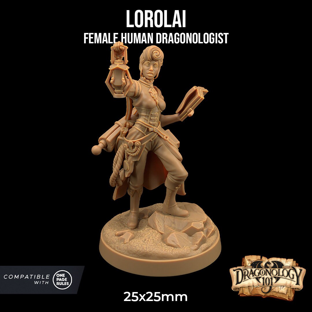 Lorolai the Dragonologist | RPG Miniature for Dungeons and Dragons|Pathfinder|Tabletop Wargaming | Human Miniature | Dragon Trappers Lodge