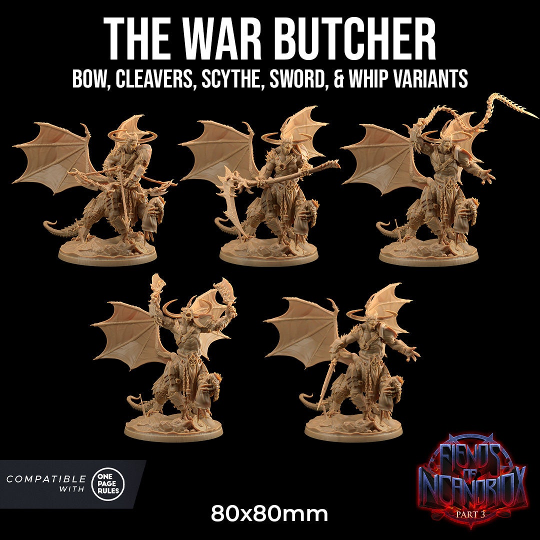 The War Butcher | RPG Miniature for Dungeons and Dragons|Pathfinder|Tabletop Wargaming | Demon Miniature | Dragon Trappers Lodge