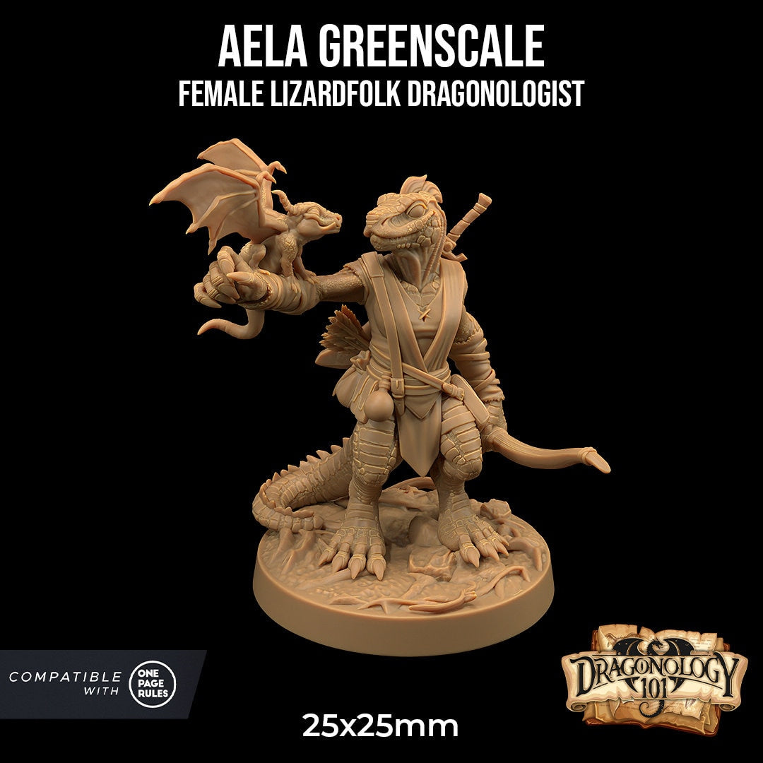 Aela Greenscale | RPG Miniature for Dungeons and Dragons|Pathfinder|Tabletop Wargaming | Lizardfolk Miniature | Dragon Trappers Lodge
