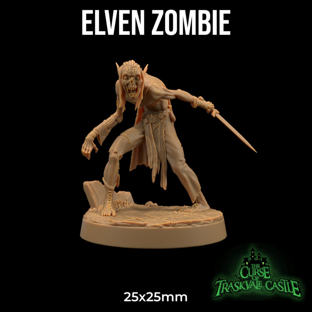 Elven Zombie | RPG Miniature for Dungeons and Dragons|Pathfinder|Tabletop Wargaming | Undead Miniature | Dragon Trappers Lodge