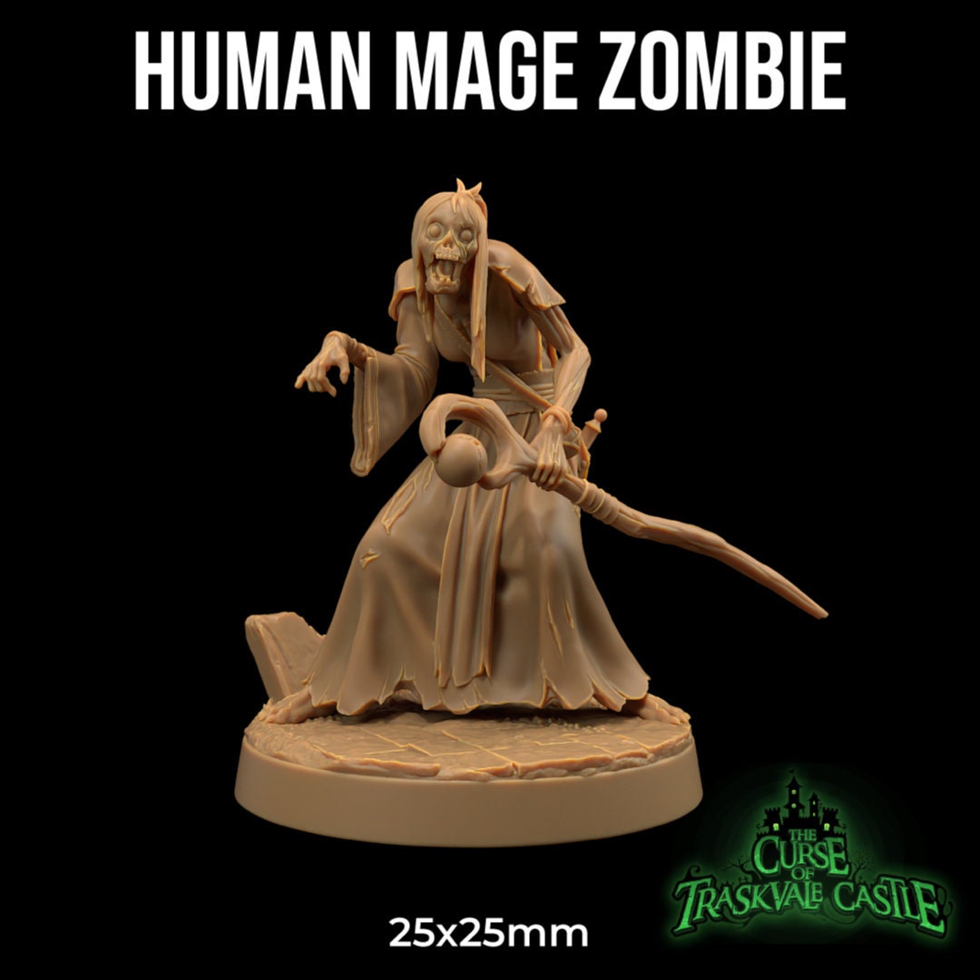 Human Mage Zombie | RPG Miniature for Dungeons and Dragons|Pathfinder|Tabletop Wargaming | Undead Miniature | Dragon Trappers Lodge