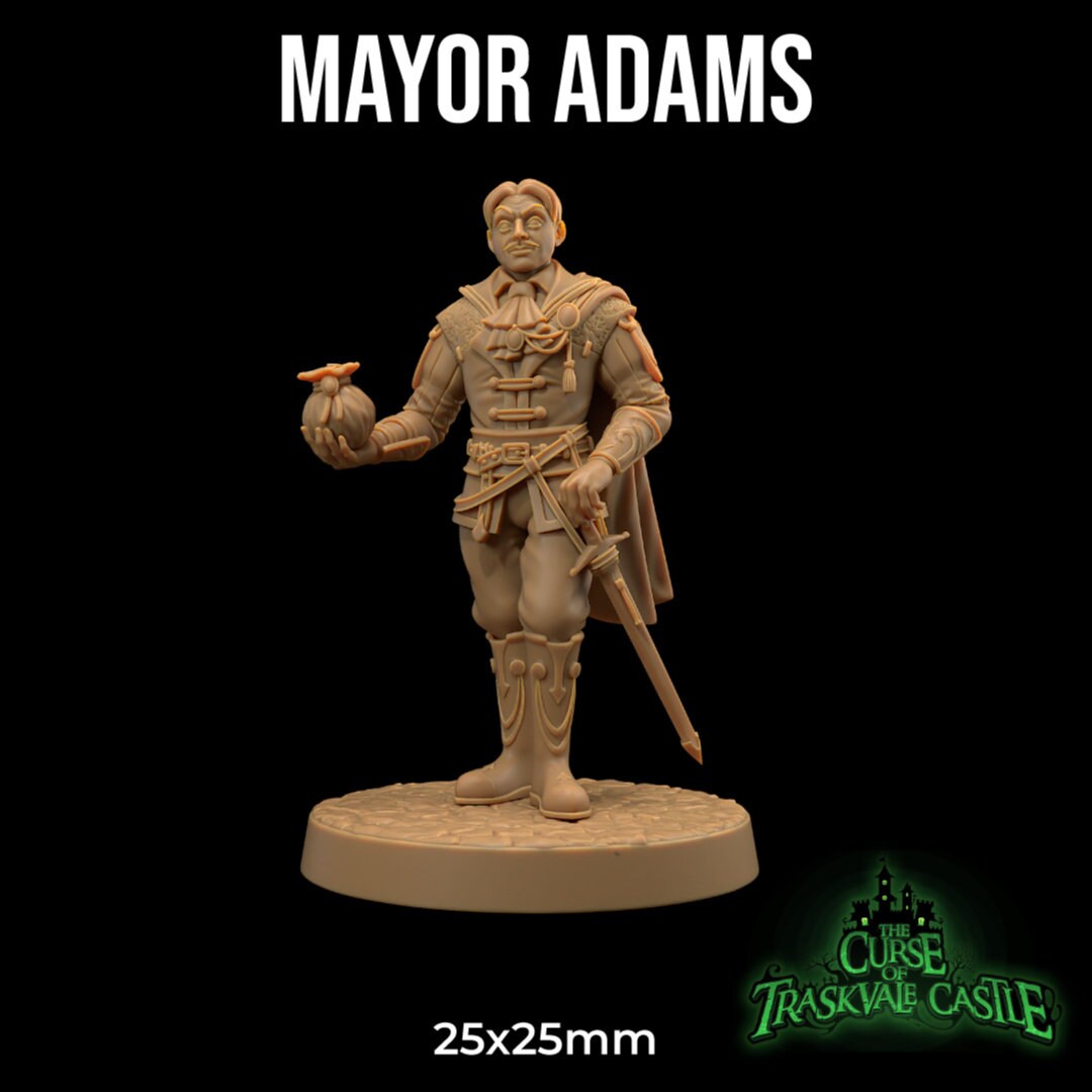 Mayor Adams | RPG Miniature for Dungeons and Dragons|Pathfinder|Tabletop Wargaming | Human Miniature | Dragon Trappers Lodge
