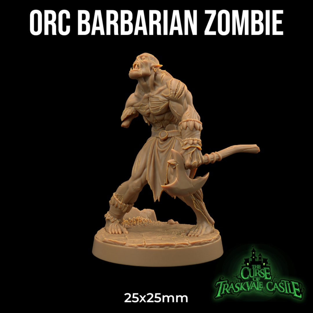 Orc Barbarian Zombie | RPG Miniature for Dungeons and Dragons|Pathfinder|Tabletop Wargaming | Undead Miniature | Dragon Trappers Lodge
