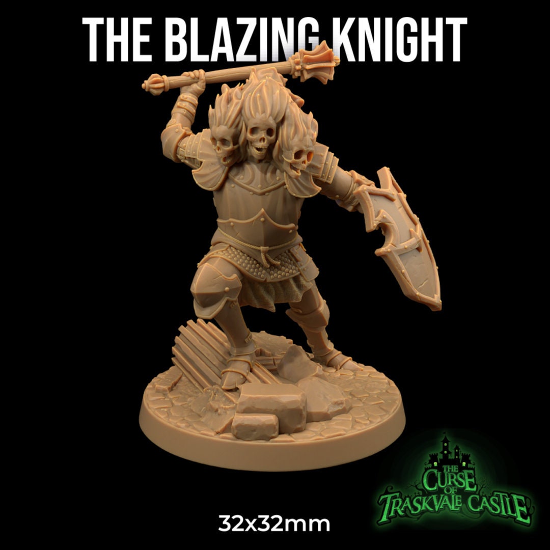 The Blazing Knight | RPG Miniature for Dungeons and Dragons|Pathfinder|Tabletop Wargaming | Undead Miniature | Dragon Trappers Lodge