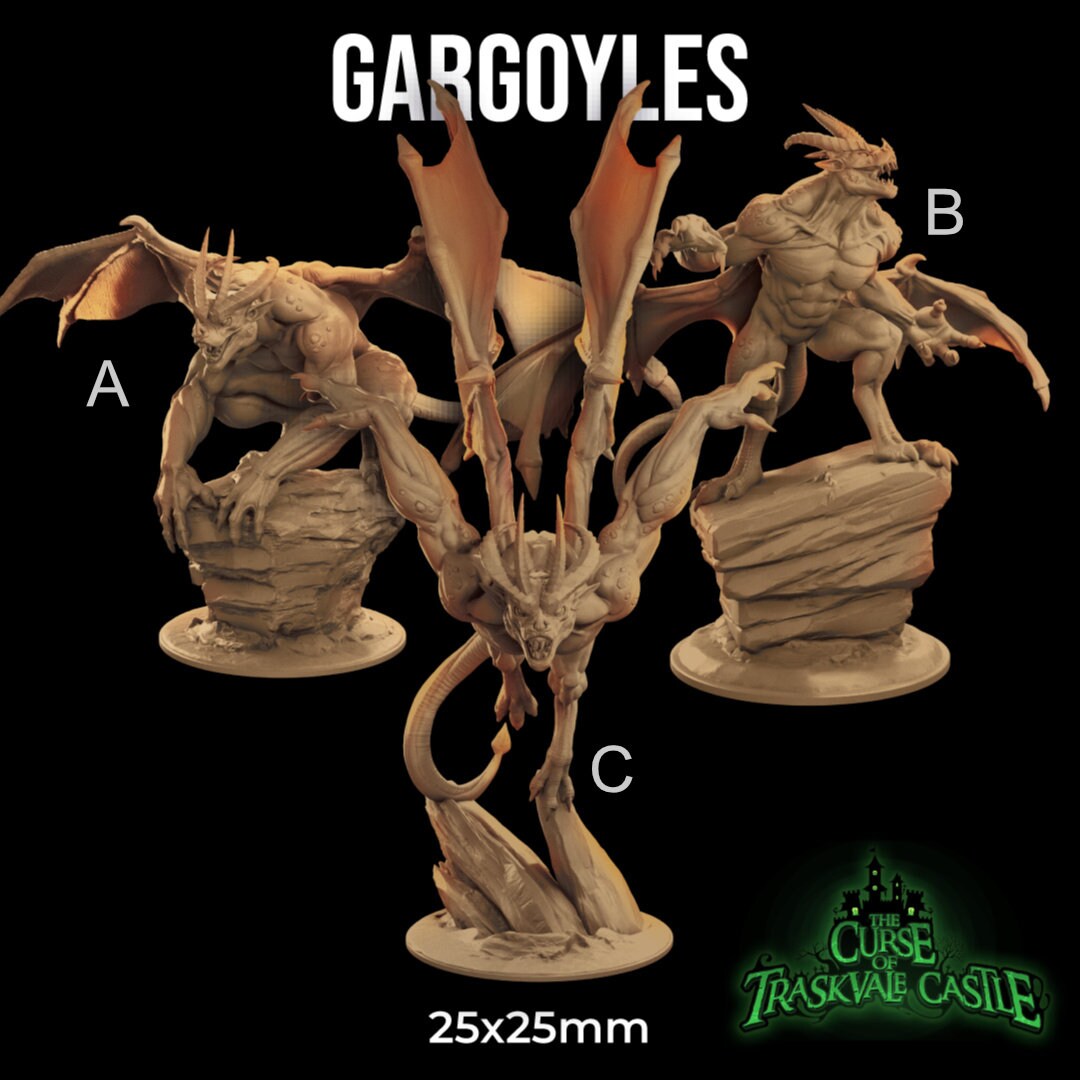 Gargoyles | RPG Miniature for Dungeons and Dragons|Pathfinder|Tabletop Wargaming | Monster Miniature | Dragon Trappers Lodge